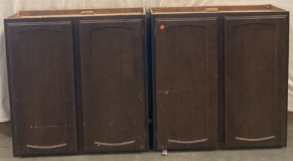 TWO DARK WOOD CABINETS (30X12X31)