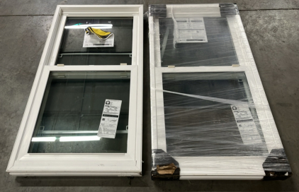 (2) PELLA DOUBLE HUNG ONE WIDE WHITE WINDOW INSERTS ( 54&rdquo;x 27 1/2&rdquo;)