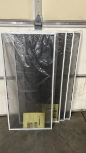 (4) WHITE LINED WINDOW SCEENS (46 1/2&rdquo; x 22&rdquo;)