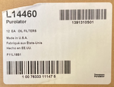 12 L14460 PUROLATOR OIL FILTERS
