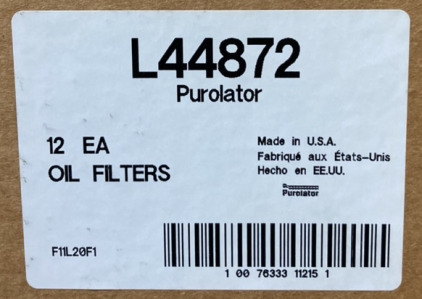 12 L44872 PUROLATOR OIL FILTERS