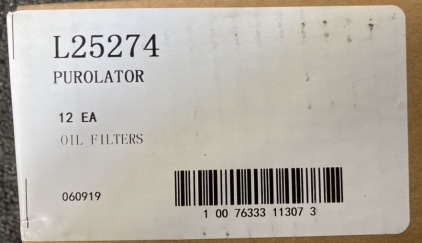 12 L25274 PUROLATOR OIL FILTERS