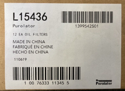 12 L15436 PUROLATOR OIL FILTERS