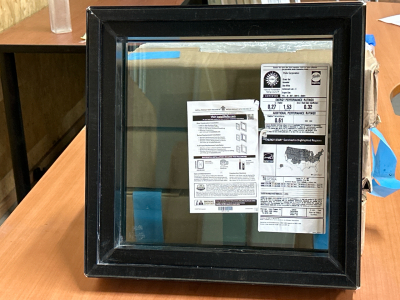 4 PELLA IMPERVIA BLACK TRIM SOLID WINDOWS-FRAMES: 16&rdquo;x16&rdquo;x3.25&rdquo;/EACH, PANES: 12.5&rdquo;x12.5&rdquo;/EACH