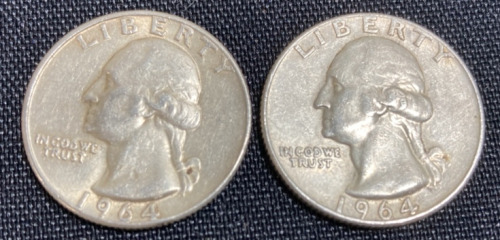 (2) 1964 90% Silver Washington Quarters