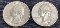 (2) 1964 90% Silver Washington Quarters