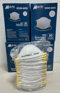 (4) Boxes Of 20 Makrite N95 Disposable Respirators (Niosh Approved Product)