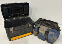 (2) Plastic Tool Boxes (1) Metal Cash Box (1) Tool Bag - 3