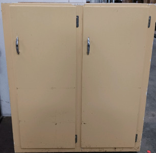 Yellow 2-Door Cabinet on Wheels 33"&times;13"&times;39"