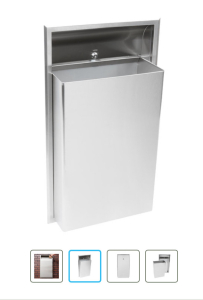 (1) Bobrick Stainless 12gal Recessed Waste Receptacle