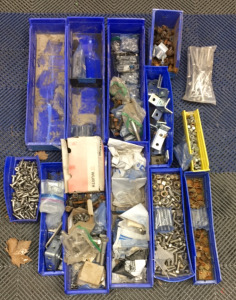 Large Lot Of Parts Including Items Such As Bolts, Nuts, Part Bins, Brackets And More