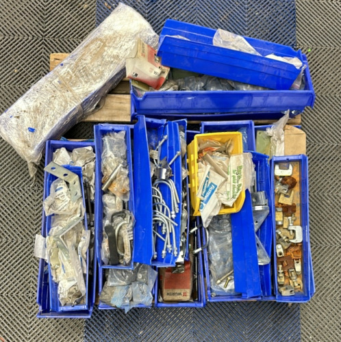 Pallet Of Parts And Parts Bind Including Bolts, Brackets, U Bolts, Nuts And More