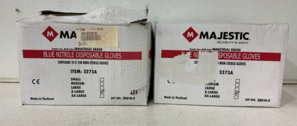 (2) Boxes Of 1000 Extra Large Non Sterile Blue Nitrile Disposanle Gloves