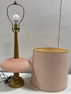 Vintage Pink Glass Table Lamp