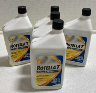 (5) 1qt Shell Rotella T 15W-40 Motor Oil