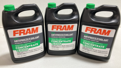 (3) 1gal Fram Green Antifreeze and Coolant Concentrate