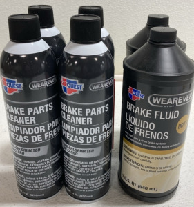 (4) CarQuest Brake Parts Cleaner, (2) CarQuest Brake Fluid