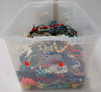(1) Sterilite 66qt Bin 1/2 Full of Fashion Jewelry