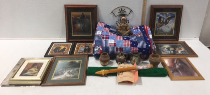 Handmade Quilt, Indian Love Flute & More