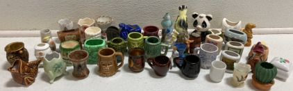 Large Assortment of Ceramic Toothpick Holders/Bud Vases and (4) Knickknacks