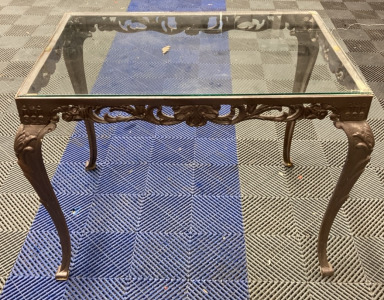 Glass Top-Metal Frame Patio Table