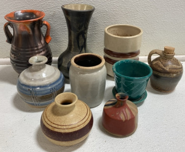 (9) Assorted Pottery Vases