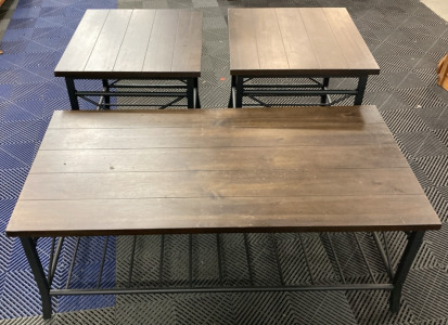 Industrial Style Coffee Table w/ (2) Matching Side Tables