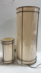 (2) Cylindrical Metal Framed Lamps