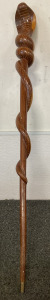CARVED WOODEN COBRA CANE 36&rdquo;