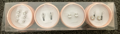 (4) PAIRS DIAMONIQUE JEWELED STERLING SILVER EARRINGS&mdash; UNVERIFIED
