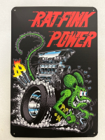 8x12 RAT FINK POWER TIN SIGN AND FIGURINE - 2