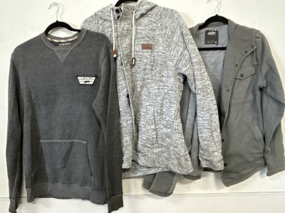 2 VANS BRAND JACKETS (M,L) AND VANS BRAND LIGHTWEIGHT LONG SLEEVE (M)
