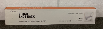 (1) LEXIHOME 6 TIER SHOE RACK HOLDS UP TO 30 PAIRS (UNOPENED)
