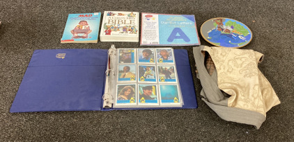 (1) BINDER COLLECTION OF VINTAGE &ldquo;JAWS 3D&rdquo; CARDS (20 PLUS CARDS) WITH 3D GLASS INCLUDED, WITH (1) &ldquo; A CHILDS FIRST BIBLE&rdquo;, AND MORE
