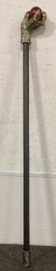 (1) METAL FORGED CANE WITH DRAGON CLAW HANDLE AND GLASS BALL (38&rdquo;)