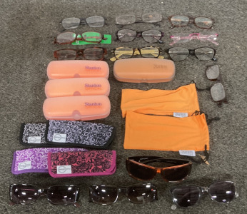 (10 PLUS) PAIRS OF GLASSES/UNGLASSES INCLUDING (9) GLASSES CASES BY STANTON OPTICAL