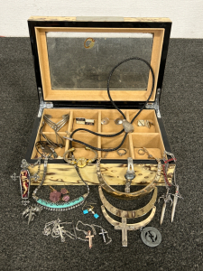 MENS JEWELRY BOX AND COSTUME JEWELRY