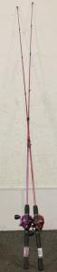 ZEBCO PURPLE AND RED FISHING POLES