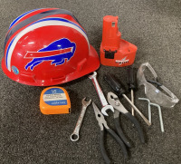 BUFFALO BILLS HARD HAT, TOOLS, PILLOWS AND MORE - 4