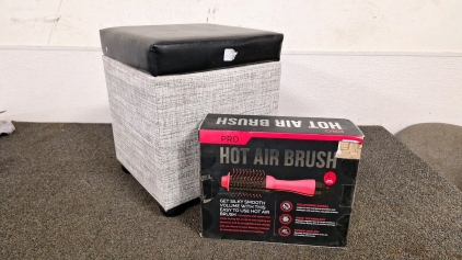OTTOMAN WITH STORAGE AND PRO HOT AIR BRUSH