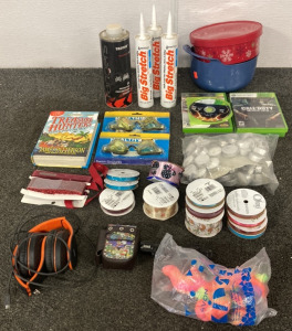 XBOX GAMES, RIBBON, AVON 1998, ZIHNIO HEADPHONES, TROTON PROTECTIVE POLURETHANE COATING, TEALIGHT CANDLES AND MORE