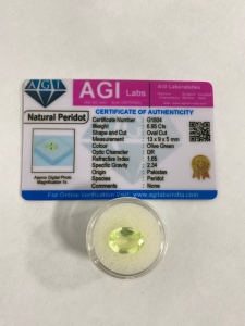 6.95 Ct. Natural Olive Green Peridot Certified Gemstone