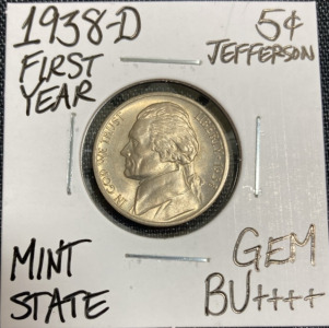 1938-D Gem BU++++ First Year Gem Jefferson Nickel