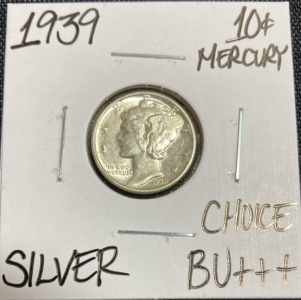 1939 Choice BU+++ Silver Mercury Dime