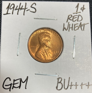 1944-S Gem BU++++ Gem Wheat Copper Penny