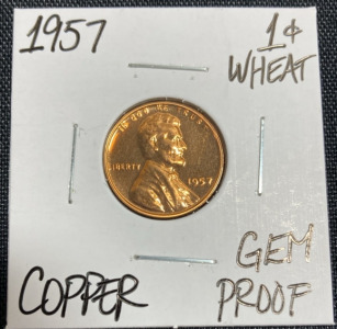 1957 Gem Proof Wheat Copper Penny