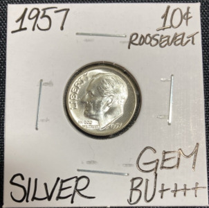 1957 Gem BU++++ Silver Roosevelt Dime