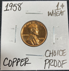 1958 Choice Proof Wheat Copper Penny