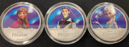 (3) Disney Frozen .925 Plated Collector’s Coins