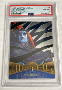 1995 Marvel Metal, Mr. Sinister Silver Flasher #106 NM-MT 8 PSA Graded Collectible Card